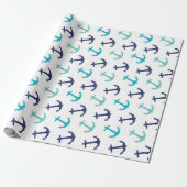 Nautical Sailor Anchors Cadeaupapier (Uitgerold)