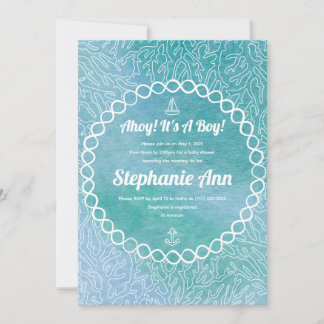 Nautical Sailor Baby Boy Baby Shower Uitnodigingen