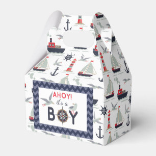 Nautical Sailor Boats Ahoy Baby Jongen Douche Part Bedankdoosjes