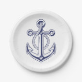 Nautical Sailor Marine Blauw Schip Anker Bruiloft Papieren Bordje (Voorkant)