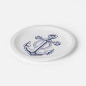 Nautical Sailor Marine Blauw Schip Anker Bruiloft Papieren Bordje (Gekanteld)