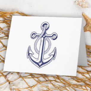 Nautical Sailor Navy Blue Anker Blank Note Kaart