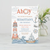 Nautical Sailor Theme Birthday Invitation (Debout devant)