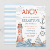 Nautical Sailor Theme Birthday Invitation (Devant / Derrière)
