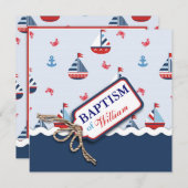 Nautical Sailships Anchor Crabs Baptisme Kaart (Voorkant / Achterkant)