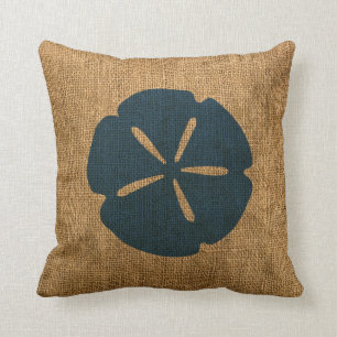 Nautical Sand Dollar Rustic Deep Zee Blue Kussen