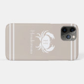 Nautical Sand Tan Taupe White Crab Monogram Naam Case-Mate iPhone Case (Achterkant (horizontaal))