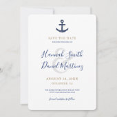 Nautical Save the Date Blue Anker Invitation Kaart (Voorkant)