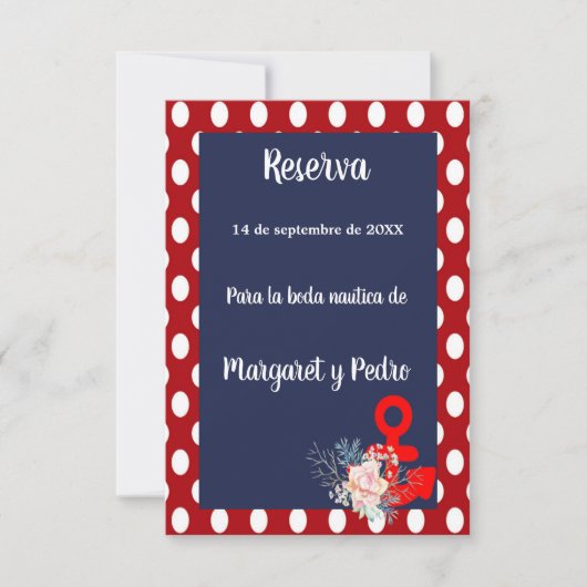 Nautical Save the Date pour mariage en espagnol (Devant)
