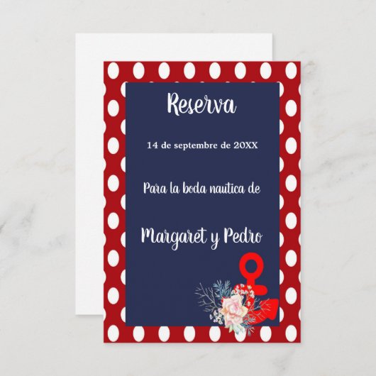 Nautical Save the Date pour mariage en espagnol (Devant / Derrière)