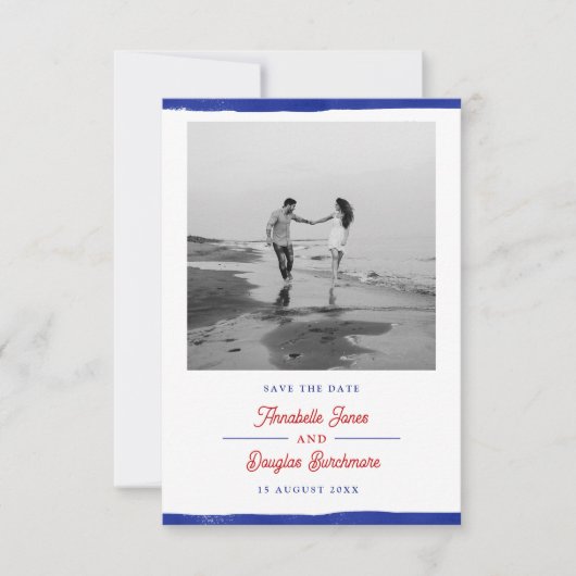 Nautical Save the Date Rustieke Blauwe Verf Foto (Voorkant)