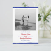 Nautical Save the Date Rustieke Blauwe Verf Foto (Staand voorkant)