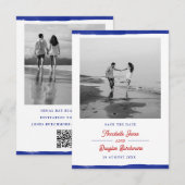 Nautical Save the Date Rustieke Blauwe Verf Foto (Voorkant / Achterkant)