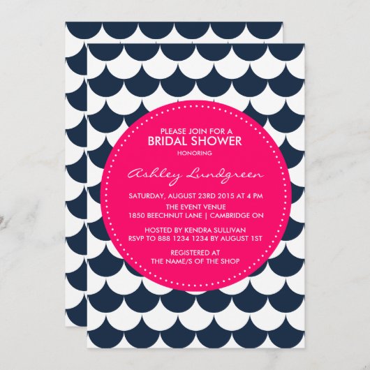 Nautical Scallop Pattern Bridal Shower Uitnodiging (Voorkant / Achterkant)