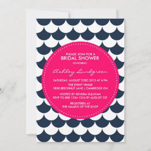 Nautical Scallop Pattern Bridal Shower Uitnodiging