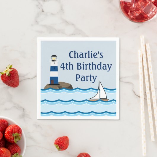 Nautical Scene met vuurtoren en zeilboot Servetten (Insitu)