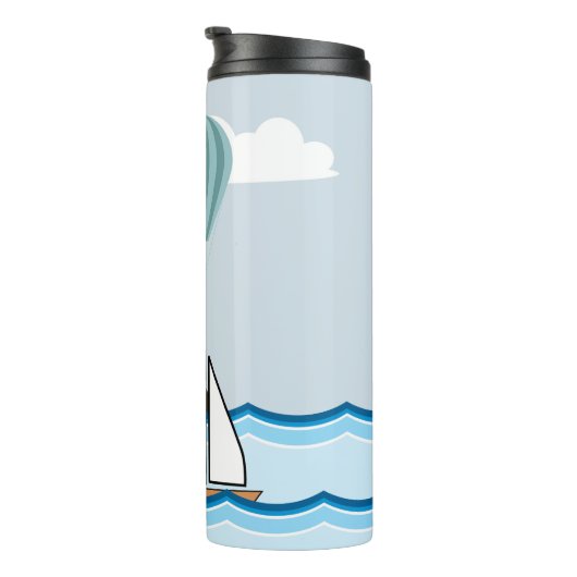 Nautical Scene met vuurtoren en zeilboot Thermosbeker (Geroteerd rechts)