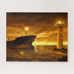 Nautical Scene met vuurtoren Legpuzzel
