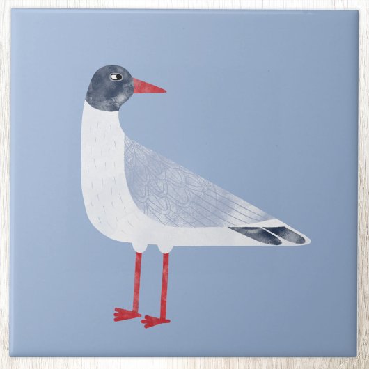Nautical Seagull Bird Sky Blue Tegeltje