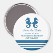 Nautical Seahorse Save the Date Magnet Magneet (Voorkant / Achterkant)