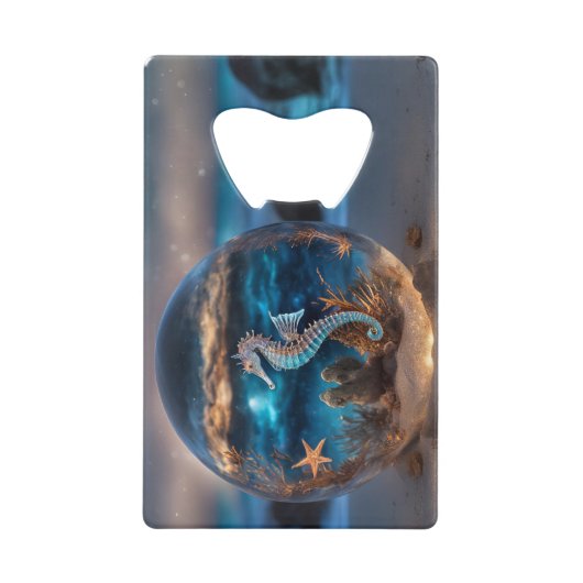 Nautical Seahorse Starfish Fantasy Bottle Opener Kredietkaart Flessenopener (Voorkant)