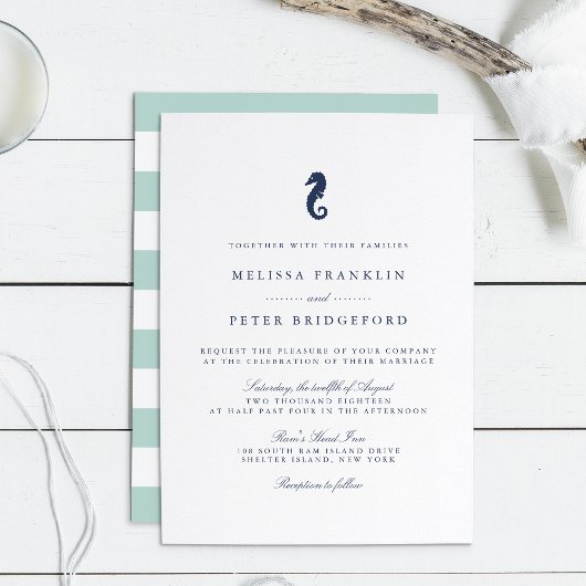 Nautical Seahorse Wedding Invitation Kaart