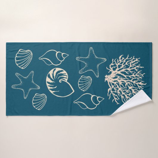 Nautical Seashell Bath Towel (Serviette de bain)
