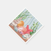 Nautical Seashell Blue Waterverf Beach Wedding Servet (Hoek)