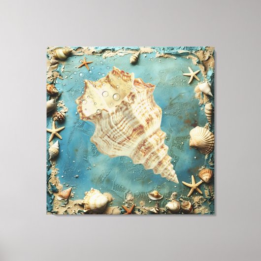Nautical Seashell Canvas Wall Art (Voorkant)