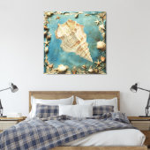 Nautical Seashell Canvas Wall Art Afdruk (Insitu (Slaapkamer))