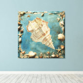 Nautical Seashell Canvas Wall Art Afdruk (Insitu (Houten vloer))