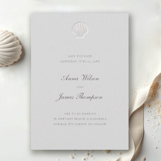 Nautical Seashell Classic Formal Ivory Wedding Save The Date