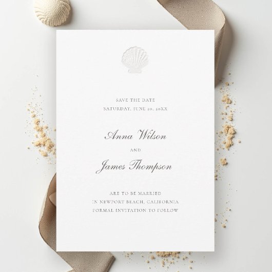 Nautical Seashell Classic Formal Pure Wedding Save The Date