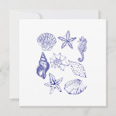 Nautical Seashell invitation - Blue Line Art Ocean (Devant)