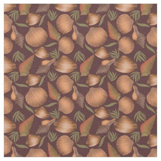 Nautical Seashell Red Pattern Stof (Close Up)