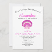 Nautical Seashell Rose Girl Baby shower invitation (Devant)