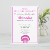 Nautical Seashell Rose Girl Baby shower invitation (Debout devant)