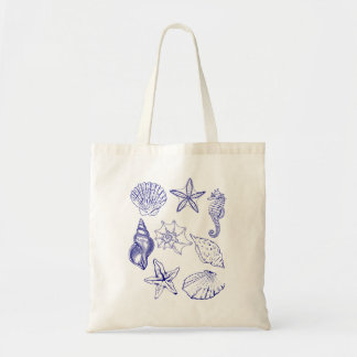 Nautical Seashell tas – Blue Line Art Ocean