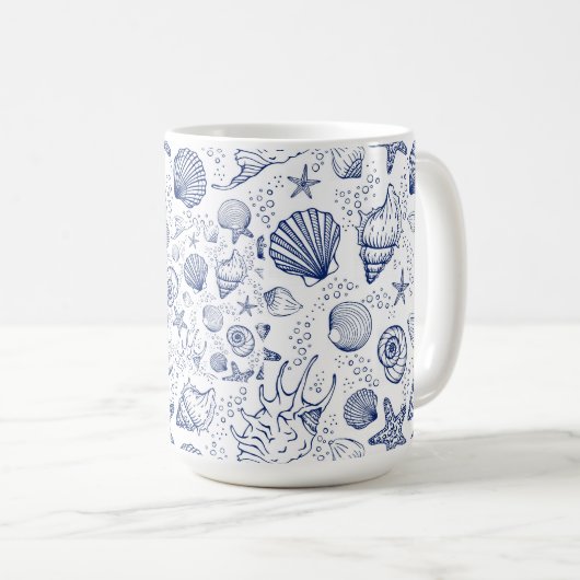 Nautical Seashell Theme Custom Coffee Mok (Voorkant rechts)