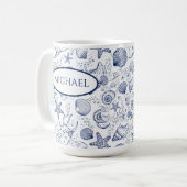 Nautical Seashell Theme Custom Coffee Mok (Voorkant links)