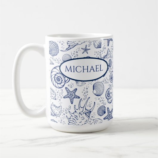 Nautical Seashell Theme Custom Coffee Mok (Links)