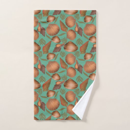 Nautical Seashell Turquoise Pattern Bad Handdoek (Handdoek)