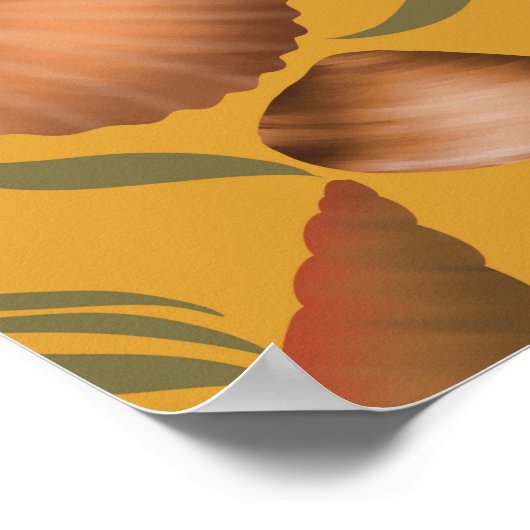 Nautical Seashell Yellow Pattern Poster (Hoek)