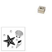 Nautical Seashell Zeesterren Parels 1x1 Rubberstempel (Gestempeld)