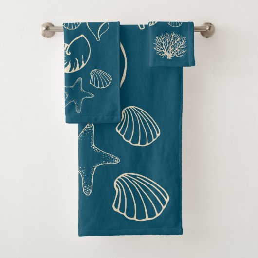 Nautical Seashells Bath Towel Set (En situation)