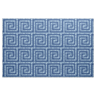 Nautical Seashells Greek Key Dark Blue Beach House Stof