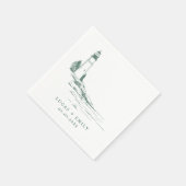 Nautical Seaside Lighthouse Dark Blue Wedding Servet (Hoek)