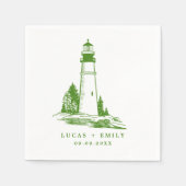 Nautical Seaside Lighthouse Dark Blue Wedding Servet (Voorkant)