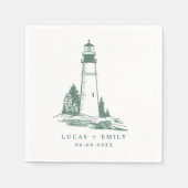 Nautical Seaside Lighthouse Dark Blue Wedding Servet (Voorkant)