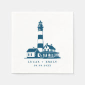 Nautical Seaside Lighthouse Dark Blue Wedding Servet (Voorkant)